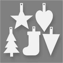Ornements de Noël, H : 23,5-26,5 cm, L : 15,5-20,5 cm, blanc, 15 pièces/ 1 Pq. [HOB-238810]