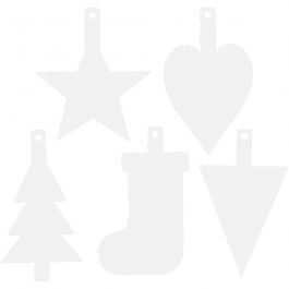 Ornements de Noël, H : 23,5-26,5 cm, L : 15,5-20,5 cm, blanc, 100 pièces/ 1 Pq. [HOB-23881]