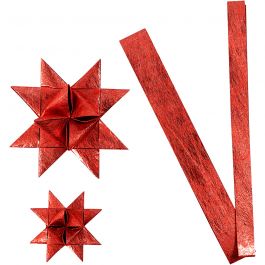 Bandes de papier étoiles, L : 44+78 cm, d 6,5+11,5 cm, L : 15+25 mm, rouge, 32 bandes/ 1 Pq. [HOB-24392]
