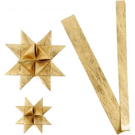 Bandes de papier étoiles, L : 44+78 cm, d 6,5+11,5 cm, L : 15+25 mm, or, 32 bandes/ 1 Pq. [HOB-24393]