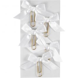 Trombones métalliques, dim. 40x70 mm, blanc, 5 pièces/ 1 Pq. [HOB-247111]