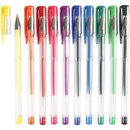 Gelschreiber, Strichstärke 0,8 mm, Sortierte Farben, 10 sort./ 1 Pck [HOB-25103]