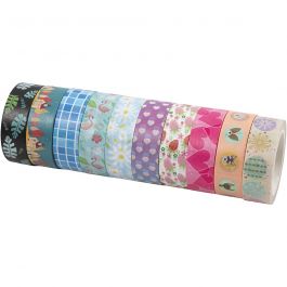 Ruban adhésif Washi Tape, L : 15 mm, 10x10 m/ 1 Pq. [HOB-25215]