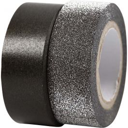 Ruban adhésif design, L : 15 mm, noir, 2 rouleau/ 1 Pq. [HOB-25223]