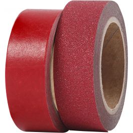 Ruban adhésif design, L : 15 mm, rouge, 2 rouleau/ 1 Pq. [HOB-25232]
