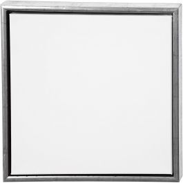 Entoile avec Cadre en Bois, dim. 40x40 cm, 360 gr, argent antique, blanc, 1 pièce [HOB-25757]