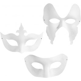 Masques, H : 10-20 cm, L : 18-20 cm, blanc, 3x4 pièces/ 1 Pq. [HOB-26356]