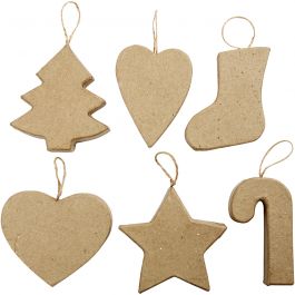 Décorations de Noël, H : 7+8 cm, 6 pièces/ 1 Pq. [HOB-267013]