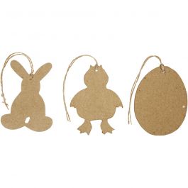 Osterdeko zum Aufhängen, Häschen, Küken, Ei, H 10 cm, 6 Stk/ 1 Pck [HOB-267343]