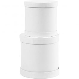 Trommel-Dosen, H 11+13 cm, D 11+13 cm, Weiß, 1 Set [HOB-26804]