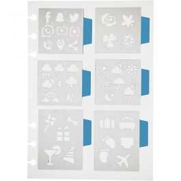 Pochoir, 6 petits motifs, feuille 12,5x17,5 cm, 1 flles [HOB-26983]