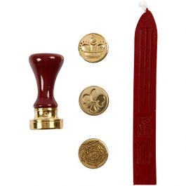Kit à cacheter, couronne, fleur, lys, d 18 mm, 1 set [HOB-27021]