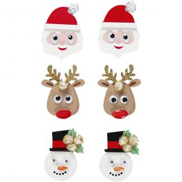 3D Sticker, Weihnachtsfiguren, H 40-45 mm, B 26-35 mm, Dicke 10 mm, 6 Stk/ 1 Pck [HOB-27098]