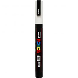 Feutre Posca, dim. PC-3M, trait 0,9-1,3 mm, fin, blanc, 1 pièce [HOB-274052]
