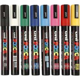 Marqueur Posca, trait: 2,5 mm,  PC-5M , couleurs standards, moyen, 8pièces [HOB276900]