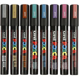 Feutre Posca, dim. PC-5M, trait 2,5 mm, moyen, couleurs métalliques, 8 pièces/ 1 Pq. [HOB-276901]