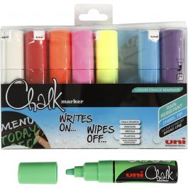 Kreide-Marker, Strichstärke 8 mm, Sortierte Farben, 8 Stk/ 1 Pck [HOB-279918]