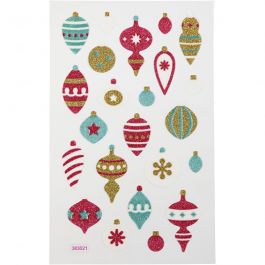 Autocollants à paillettes, décorations de Noël, feuille 10x16 cm, 1 flles [HOB-280012]