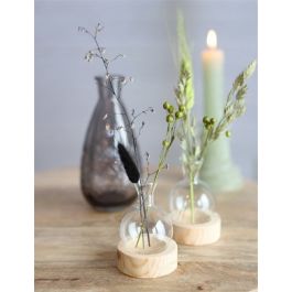 Vase forme de boule sur base en bois Ø50mm (6 pièces.) [IFS-28016]
