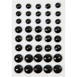 Strasssteine, Größe 6+8+10 mm, Schwarz, 40 Stk/ 1 Pck [HOB-28349]