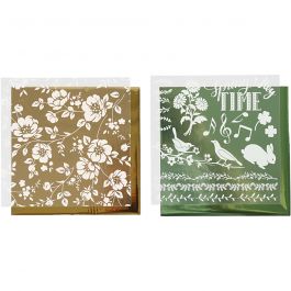 Film décoratif et feuille transfert, fleurs, feuille 15x15 cm, or, vert, 2x2 flles/ 1 Pq. [HOB-283550]