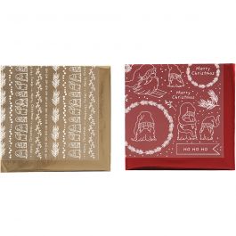 Film décoratif et feuille transfert, Noël traditionnel, feuille 15x15 cm, or, rouge, 2x2 flles/ 1 Pq. [HOB-283557]