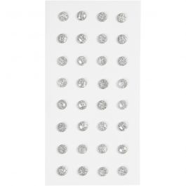 Strasssteine, D 8 mm, Silber, 32 Stk/ 1 Pck [HOB-283818]