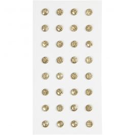 Strasssteine, D 8 mm, Gold, 32 Stk/ 1 Pck [HOB-283819]