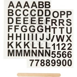 Rub-on Stickers, Buchstaben & Zahlen, H 17 mm, B 17 mm, Blatt 12,2x15,3 cm, Schwarz, 1 Pck [HOB-283966]