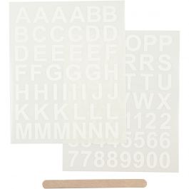 Rub-on Stickers, Buchstaben & Zahlen, H 17 mm, B 17 mm, Blatt 12,2x15,3 cm, Weiß, 1 Pck [HOB-283968]
