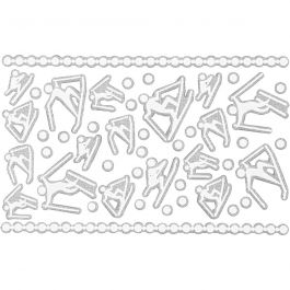 Autocollants en mousse, skieurs, feuille 9x14 cm, dim. 5-30 mm, blanc, 1 flles [HOB-28427]