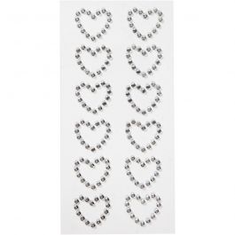 Strass-Herzen, Größe 23x21 mm, Silber, 12 Stk/ 1 Pck [HOB-28435]