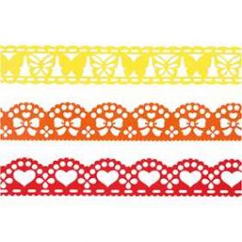 Ruban en papier dentelle, l: 15 mm, jaune, orange, rouge, 3x2m [HOB-28441]