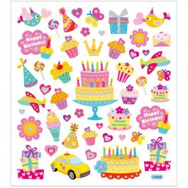 Sticker, Geburtstag, Blatt 15x16,5 cm, 1 Bl. [HOB-28882]