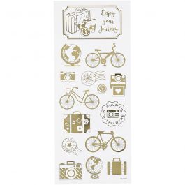 Sticker 'Thank you', Rund um die Welt, Blatt 10x24 cm, Gold, 1 Bl. [HOB-29144]