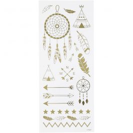 Sticker 'Thank you', Indianer-Motive, Blatt 10x24 cm, Gold, 1 Bl. [HOB-29145]