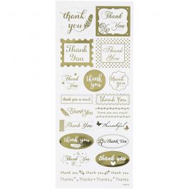 Sticker 'Thank you', Thank you, Blatt 10x24 cm, Gold, 1 Bl. [HOB-29147]
