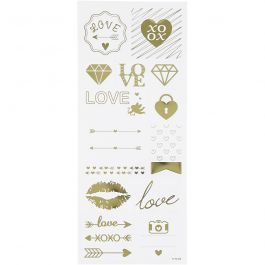 Sticker 'Thank you', Love, Blatt 10x24 cm, Gold, 1 Bl. [HOB-29148]