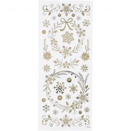 Sticker 'Thank you', Weihnachtssterne, Blatt 10x24 cm, Gold, 1 Bl. [HOB-29150]