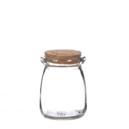 Bocal en verre avec bouchon Ø5.5cm et 7.5cm de haut (24 pièces.) [IFS-29152]