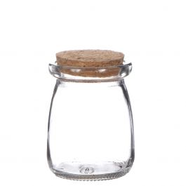 Bocal en verre avec bouchon Ø9cm et 12,5cm de haut (12 pièces.) [IFS-29153]