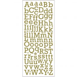 Autocollants scintillants, lettres, feuille 10x24 cm, or, 1 flles [HOB-29154]