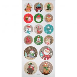 Autocollants de Noël, Noël, feuille 10x23 cm, 1 flles [HOB-29161]