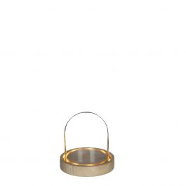 Cloche à LED en verre Ø10cm avec base en bois (1 pièce) [IFS-29491]