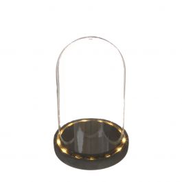 Glas-LED-Stolpersteine mit schwarzem Holzsockel Ø14cm (1 Stück) [IFS-29594]