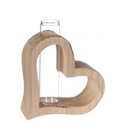 Cœur en bois avec tube à essai 10 x 5 h.11 cm (6 pcs) [IFS-29638]