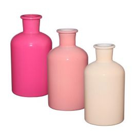 Bouteilles en verre Ø7 h: 12 cm Assorti Rose (12 Pcs) [IFS-29806]