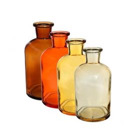 Bouteilles en verre Ø7 h: 9 cm couleurs assorties (12 Pcs) [IFS-29808]