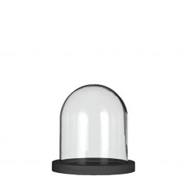 Cloche en verre avec base en bois noir Ø12cm H.13cm (1 pièce.) [IFS-29822]