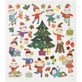 Autocollants, les enfants et Noël, feuille 15x16,5 cm, 1 flles [HOB-298891]